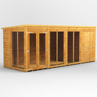 POWERSHEDS 6 ft. W x 16 ft. D Power Pent Shiplap Dip Treated Summerhouse - including 4ft Side Store (16x6)