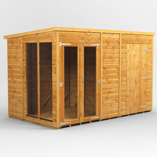 POWERSHEDS 6 ft. W x 10 ft. D Power Pent Shiplap Dip Treated Summerhouse - including 4ft Side Store (10x6)
