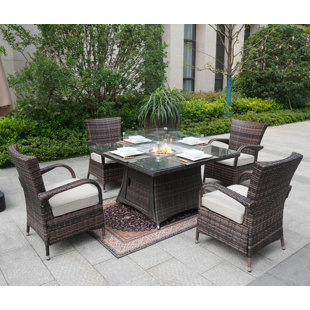 PRIMESTOK Barcomb Wicker/Rattan 4 - Person Seating Group With Cushions