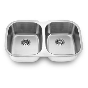 YOSEMITE HOME DECOR 34.625'' L Undermount Double Bowl Stainless Steel Kitchen Sink