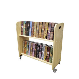 FIXTUREDISPLAYS Wood Book Cart Library Cart Pew Cart Magazine Rack Moving Cart Rolling Storage Cart 32X30X13"