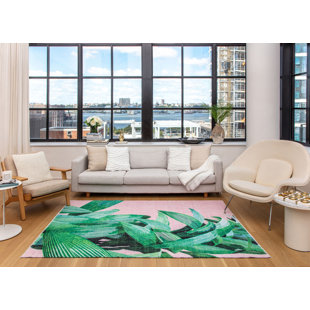 ELIZABETH SUTTON COLLECTION Maisie Modern Pink Palm Area Rug