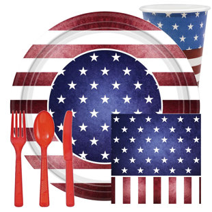 NICOLE FANTINI COLLECTION Americana Premium Paper Plate Party Set for 24 Guest