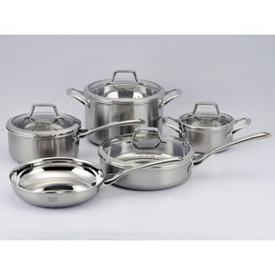 KUCHT Culinary Professional 3-Ply Stainless Steel 10-Piece Cookware Set