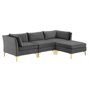 MODWAY Ardent 4-Piece Performance Velvet Sectional Sofa