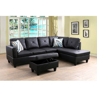 AINE HOME 3 - Piece Vegan Leather Sectional