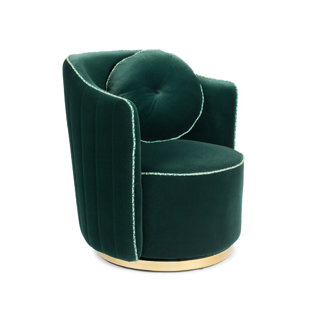 BOLD MONKEY Sassy Granny Velvet Swivel Barrel Chair