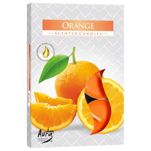 ACORN & ROSE Orange Scented Tealight Candle with Glass Holder (Set of 6)