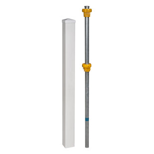 WAMBAM NO-DIG FENCE 4ft Tall (1 Post) No Dig WamBam Finishing Post with Steel Pipe Anchor Kit, Permanent White Vinyl Post for Nantucket, Sturbridge, and Westport Fence and Gate Kits, BL19042
