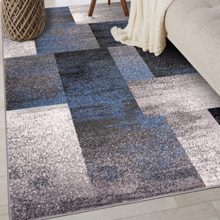 WILLISTON FORGE Damarus Geometric Blue/Ivory/Gray Area Rug