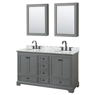 WYNDHAM COLLECTION Deborah 60" Double Bathroom Vanity Set with Mirror