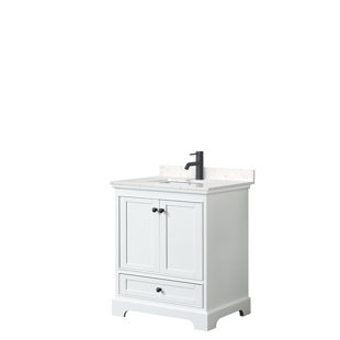 WYNDHAM COLLECTION Deborah 30'' Single Bathroom Vanity with Marble Top