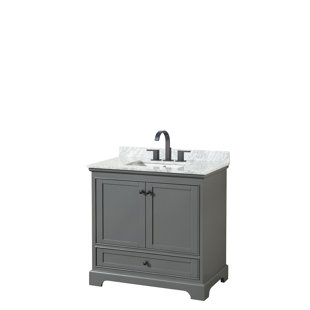 WYNDHAM COLLECTION Deborah 36'' Single Bathroom Vanity with Marble Top