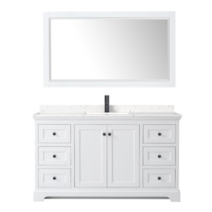 WYNDHAM COLLECTION Avery 60'' Single Bathroom Vanity with Marble Top with Mirror