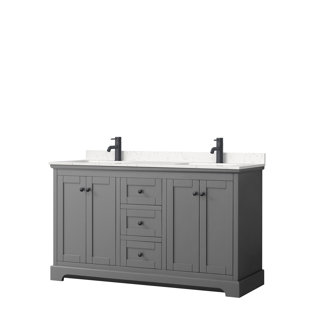 WYNDHAM COLLECTION Avery 60'' Double Bathroom Vanity with Marble Top