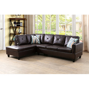 EBERN DESIGNS Suisun 97" Wide Faux Leather Sofa & Chaise