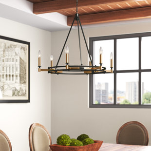 GREYLEIGH™ Cardella 6 - Light Dimmable Wagon Wheel Chandelier