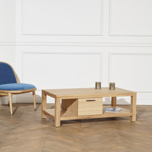 ADDISON 1 Drawer Natural Wood Coffee Table Rectangle by Robin Interiors