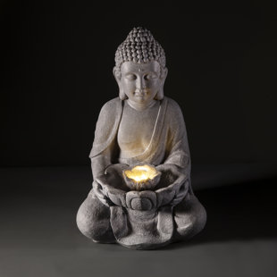 PREMIER DECORATIONS LTD Polystone Buddha Water Feature with LED Light