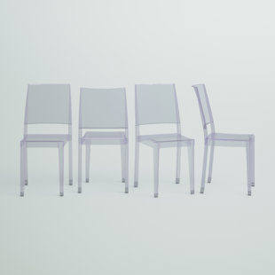 ORREN ELLIS Bralynne Transparent Stacking Side Chair - Armless Side Chair - Resin Stack Chair (Set of 4)