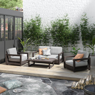 STEELSIDE™ Omar 4 - Person Outdoor Seating Group with Cushions