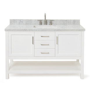 ARIEL BATH Bayhill 55'' Free Standing Single Bathroom Vanity with Carrara Marble Top