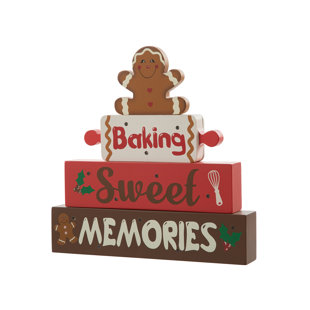 GLITZHOME Lighted Wooden Christmas Gingerbread Man Block