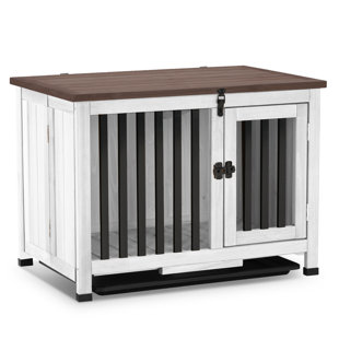 TUCKER MURPHY PET™ Gulley Wooden Portable Foldable Dog Crate Furniture End Table with Door and Removable Tray