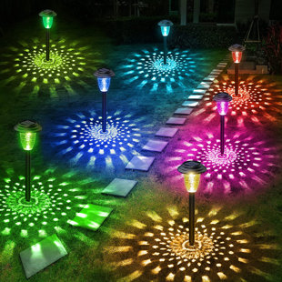BUCASA Black Low Voltage Solar Powered Integrated LED Pathway Light (Set of 8)