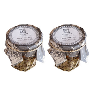 CRESTVIEW COLLECTION PorchView Home Crisp Cotton Scented Jar Candle with Glass Holder (Set of 2)