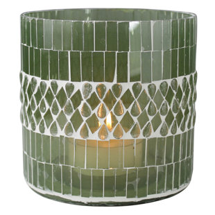 AREOHOME Optic Mosaic 5" Glass Tabletop Tealight Holder