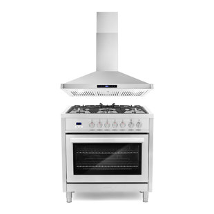 COSMO 2 Piece Kitchen Package with 36" Dual Fuel Range & 36" Wall Mount Range Hood