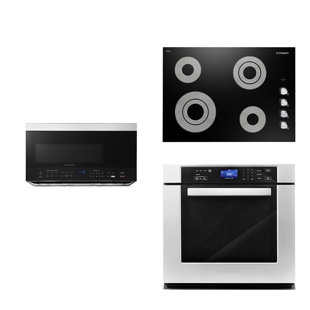 Cosmo 3 Piece Kitchen Appliance Package with 30'' Electric Cooktop , Wall Oven , and Over-the-Range Microwave