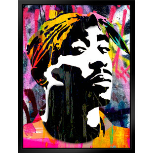 ATX ART GROUP LLC Tupac Rap Pop Art-Giclee on Canvas with Float Frame Vertical