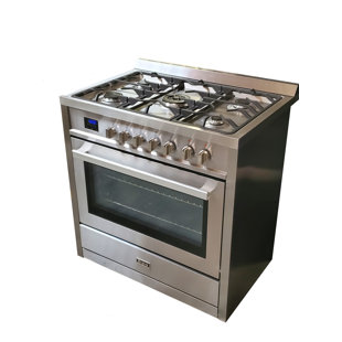 BRAVO KITCHEN 36" 4 Cubic Feet Smart Dual Fuel Free Standing Range with 5 Burners