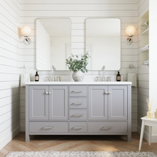 ARIEL BATH Cambridge 61'' Double Bathroom Vanity with Quartz Top