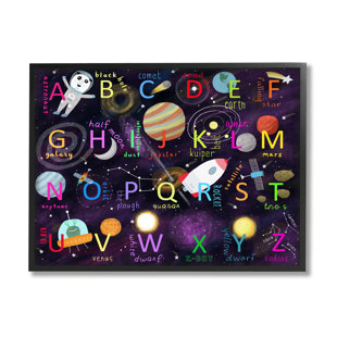 MASON & MARBLES Alphabet Teaching Outer Space Astronomy Words Lett Picture Frame Graphic Art on MDF