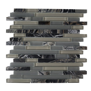 SYMPLE STUFF Muni 12" x 12" Random Sized Beveled Glass Linear Mosaic Wall Tile