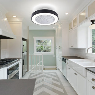 ORREN ELLIS Celise 5 - 21.6'' Blade Led Flush Mount Ceiling Fan With Remote Control And Light Kit Included