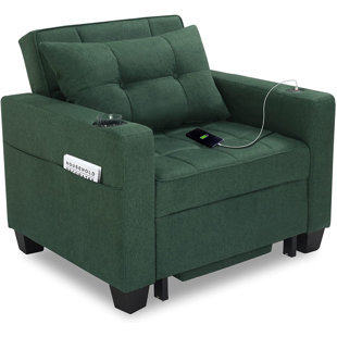 PIZZELLO Latitude Run 99 cm Linen Single Pull-out Sofa Bed 3 in 1 Convertible Chair