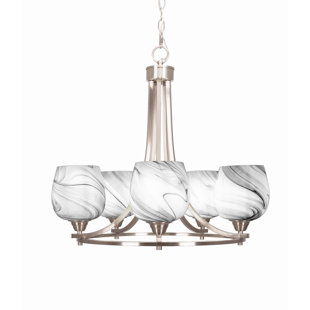 TOLTEC LIGHTING Paramount 5 - Light Dimmable Wagon Wheel Chandelier