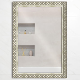 PICTURE PERFECT INTERNATIONAL Modern & Contemporary 3" Checkered Champagne Framed Bathroom / Vanity Mirror