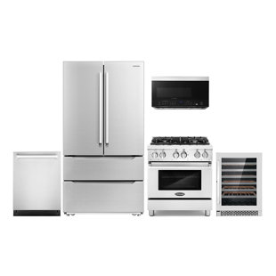 COSMO 5 Piece Kitchen Package with French Door Refrigerator & 29.8" Dual Fuel Range
