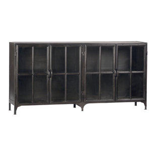 TRENT AUSTIN DESIGN® Richerson 72-inch Gunmetal Black Steel Sheet Metal Sideboard with Glass Front Doors