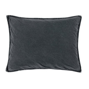 HIEND ACCENTS Stonewashed Cotton Canvas Solid Color Classic Chic Casual Modern Rustic Pillow Sham