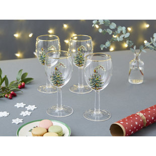 Spode Christmas Tree Wine Glasses 13 Oz (Set of 4)