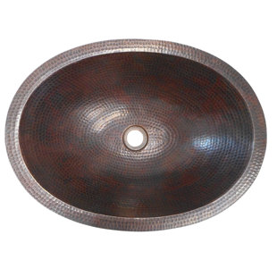 SIMPLYCOPPER 16" Hand Made Oval Copper Dual Mount Bathroom Sink