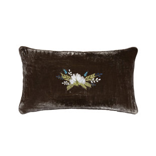 HIEND ACCENTS Stella Faux Silk Velvet Boot Stitch Romantic Western Decorative Pillow
