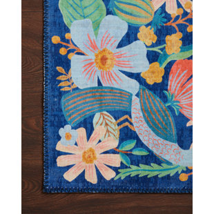 Rifle Paper Co. x Loloi Meadow MEA-03 Dovecote Indigo Rug