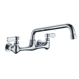 VIBRANTBATH 2-Handle Wall Mount Kitchen Faucet With 10 Inch Spout 8" Center In Polished Chrome